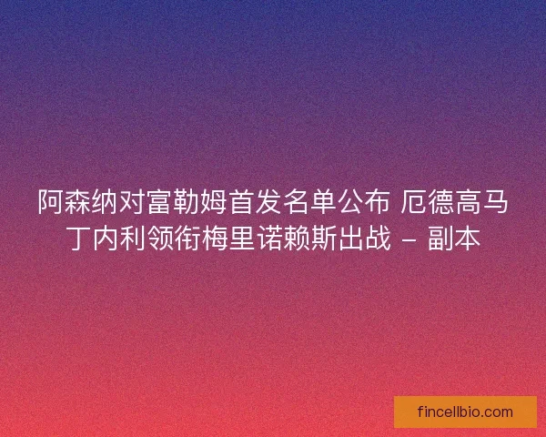 阿森纳对富勒姆首发名单公布 厄德高马丁内利领衔梅里诺赖斯出战 - 副本