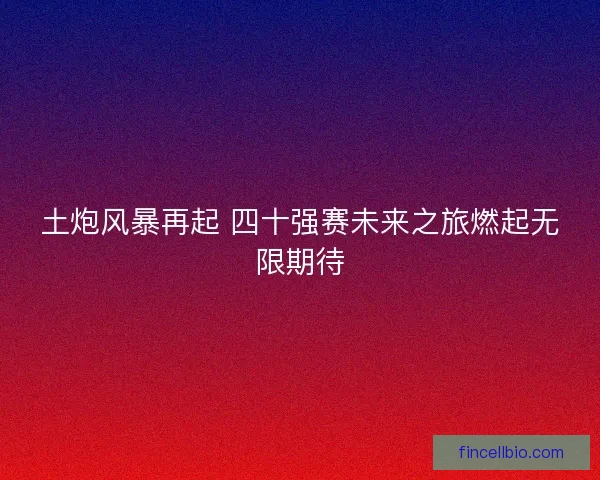 土炮风暴再起 四十强赛未来之旅燃起无限期待
