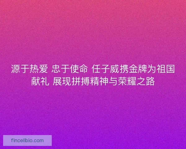 源于热爱 忠于使命 任子威携金牌为祖国献礼 展现拼搏精神与荣耀之路